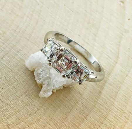18 karat white gold Asscher diamond ring. $9500.00