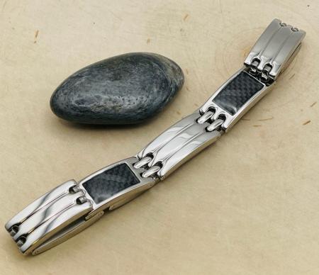 Stainless Steel carbon fiber inlay 8.5" bracelet. $99.00