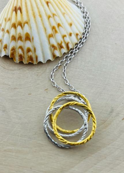 Sterling silver yellow gold vermeil large nest pendant with texture on 18" cable chain $236.00