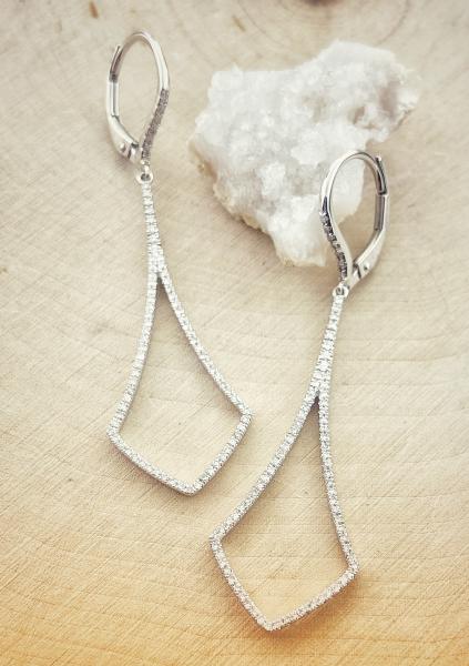 14 karat white gold .40ctw diamond pointed pave long dangle earrings. $1550.00