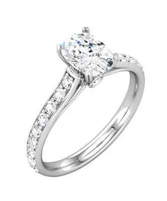 Channel set cathedral single row ring.  Lab grown or Earth Mined diamonds. Customize to your specifications. 
