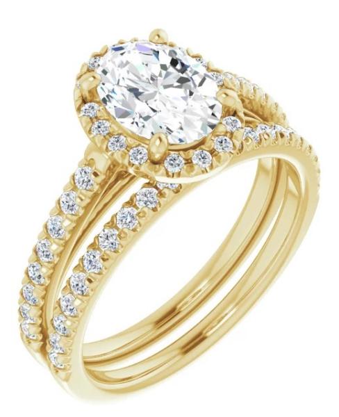 Elegant halo, single straight row pave ring.  Lab grown or Earth Mined diamonds. Customize to your specifications. 