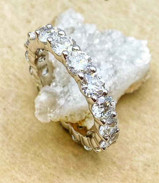 14 karat white gold lab grown diamond eternity ring totaling 3.47 carats. $4450.00- Black Friday special $4000.00