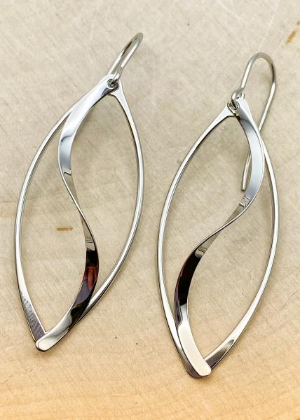 Sterling silver twist marquise dangle earrings. $95.00
