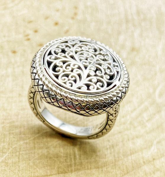 Sterling silver filigree ring. $200.00