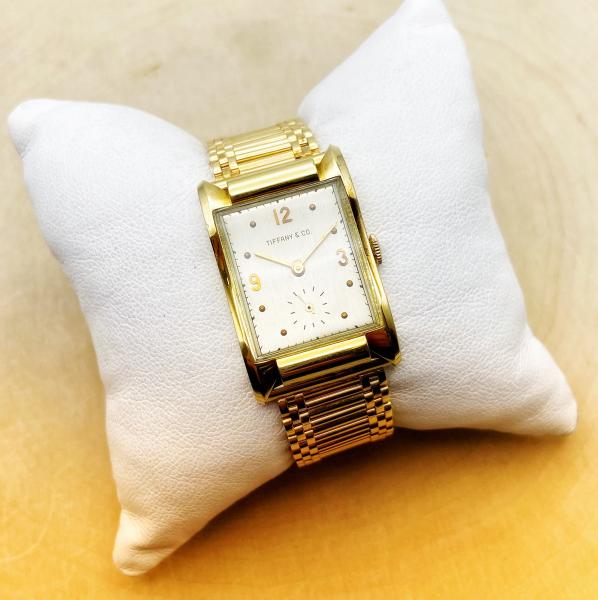 Rare 14 karat yellow gold Tiffany& Co. wristwatch. Circa 1946. $5,950.00