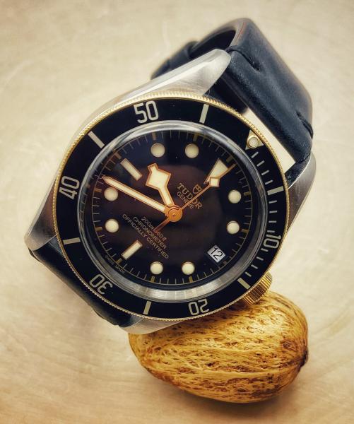 Tudor (by Rolex) Heritage Black Bay. Stainless steel and 18 karat gold. 38 hour power reserve. ETA Calibre movement. $2,800.00
