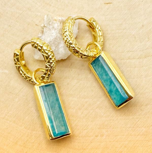 Sterling silver and 18 karat gold vermeil apatite earrings. $295.00