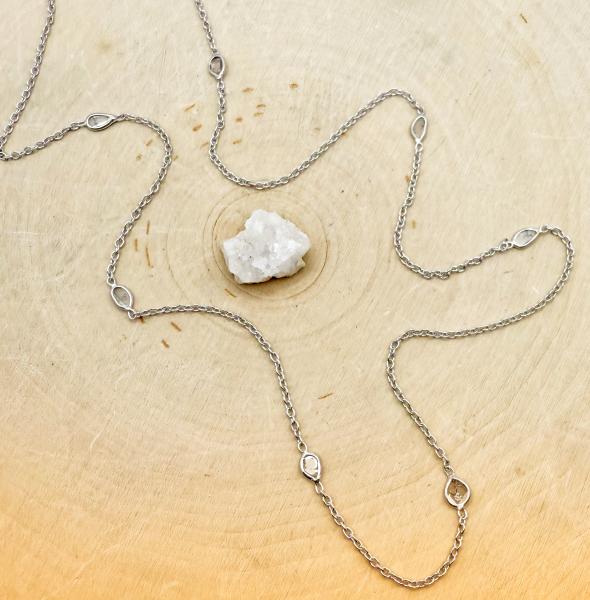 Sterling silver and diamond "slice" 30" station necklace. $651.00