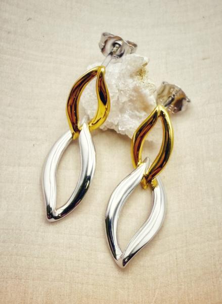 Sterling silver and 18 karat gold vermeil double marquise earrings. $150.00