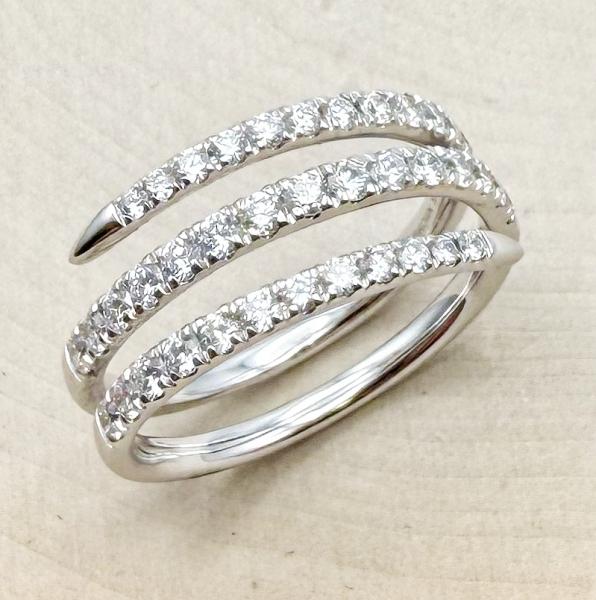 14 karat white gold 3 row bypass lab grown diamond ring. $1,350.00