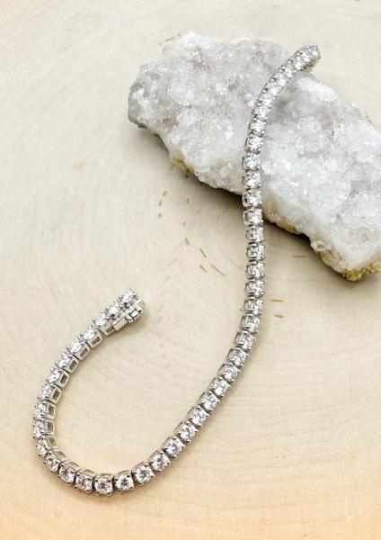 14 karat white gold 5 carat total weight lab grown diamond tennis bracelet. $4,300.00