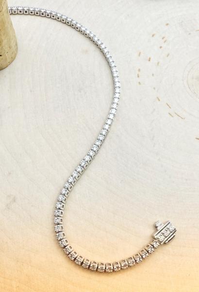 14 karat white gold 2.00 carat total weight lab grown diamond tennis bracelet. $2,200.00