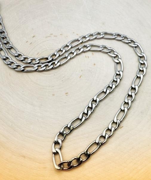 24" stainless steel 6mm figaro neck chain. $116.00
