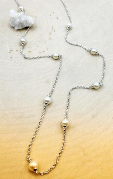 Sterling silver station freshwater cultured pearl 18" necklace. $240.00
