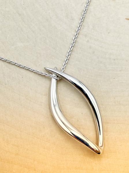 Sterling silver twist marquise necklace. $170.00
