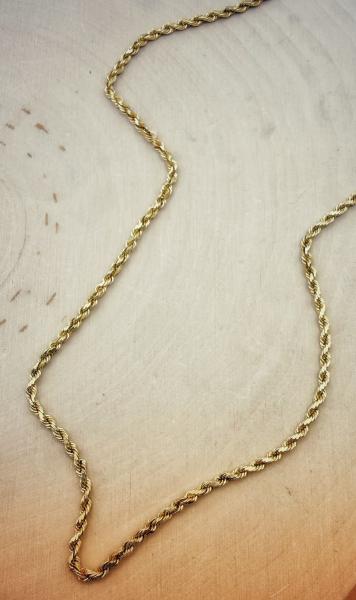 14 karat yellow gold 18", 2mm solid rope chain. $1250.00