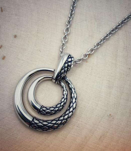 Sterling silver double circle necklace. $330.00