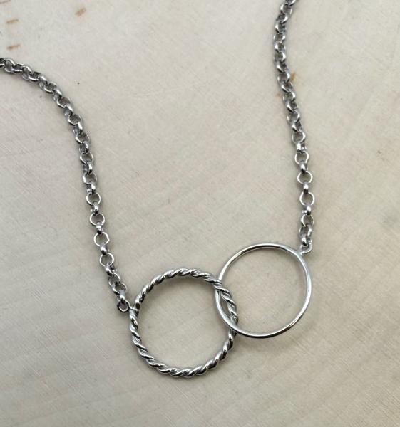 Sterling silver double ring necklace $160.00