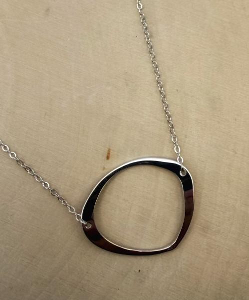 Sterling silver freeform oval necklace. $105.00