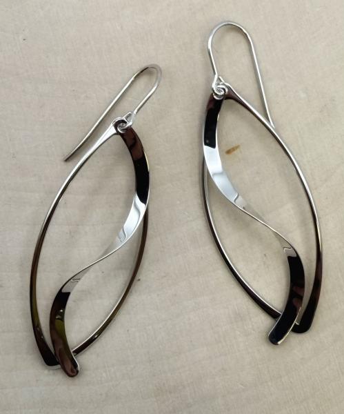 Sterling silver marquise frame swoop earrings. $130.00