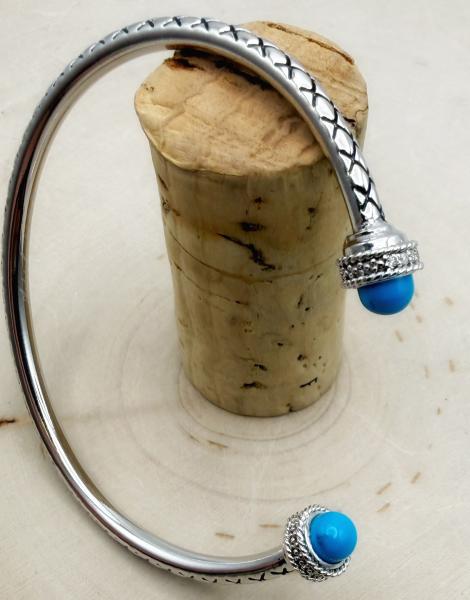 Sterling silver, turquoise and diamond cuff bracelet. $250.00