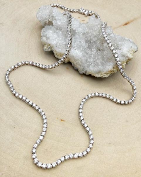 14 karat white gold 5.58 carat total weight lab diamond riviera necklace. $6500.00