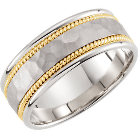 14 karat white gold band with yellow gold twisted wire. Style stu51296asp.