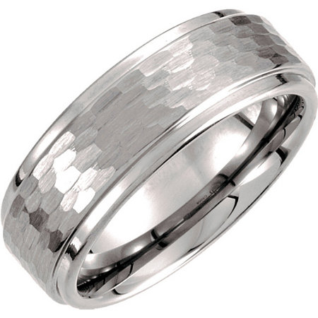 Tungsten bark finish 8mm wide band. Style stutar499asp.