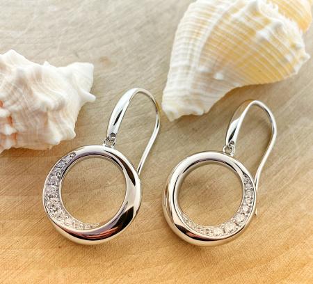 Sterling silver and cubic zirconia bevel cirque earrings. $156.00