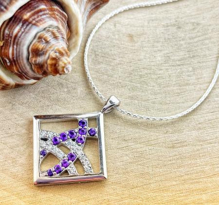 Sterling silver amethyst and diamond necklace. $625.00 **Sold** May be special ordered**