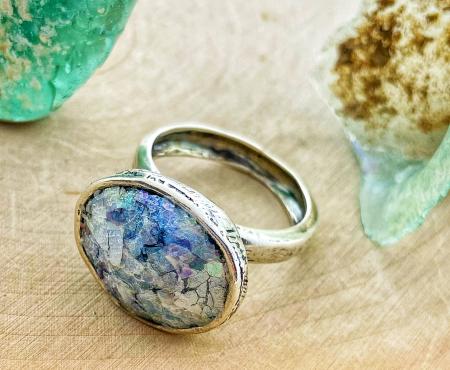 Sterling silver ancient Roman glass ring. $330.00