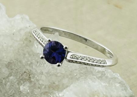 Sterling silver purple sapphire and diamond ring.  *sold*