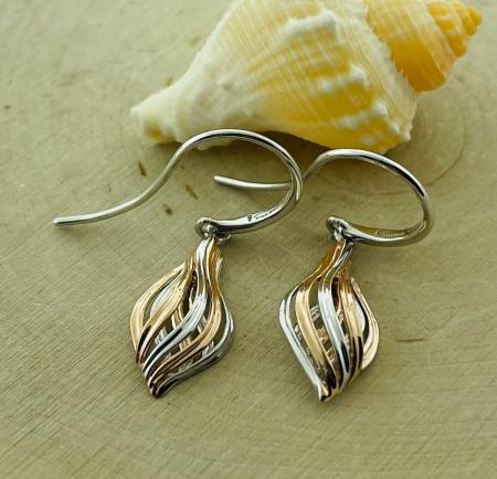 Sterling silver rose gold vermeil marquise river flow layered dangle earrings
$160.00