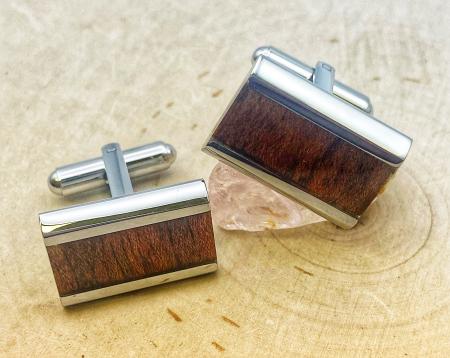 Steel and polished wood inlay cuff links. $65.00