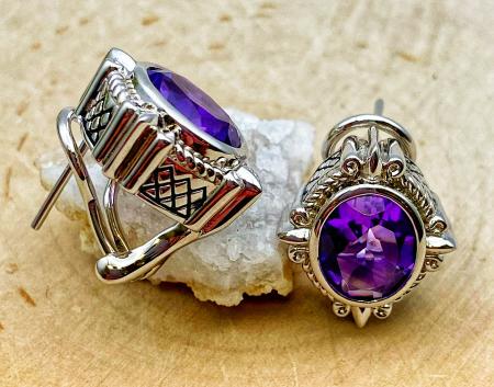 Sterling silver and oval amethyst earrings. $400.00