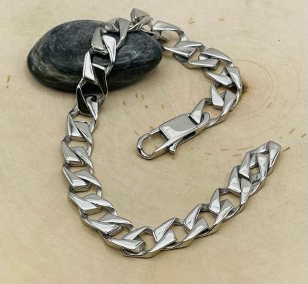 Stainless Steel high polish 9mm fancy curb 8.5" bracelet. $89.00