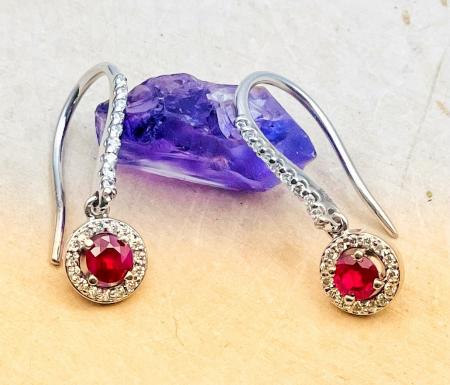 14 karat white gold .62ctw round ruby .28ctw VS/EF lab diamond accented earrings. $2250