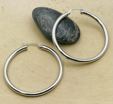 Sterling silver 3x40mm tube hoop earrings. $115.00