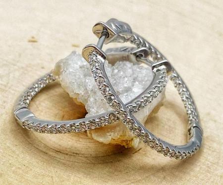 14 karat white gold lab grown diamond inside out hoop earrings Vs/F+ 1.63ctw. $2275.00-