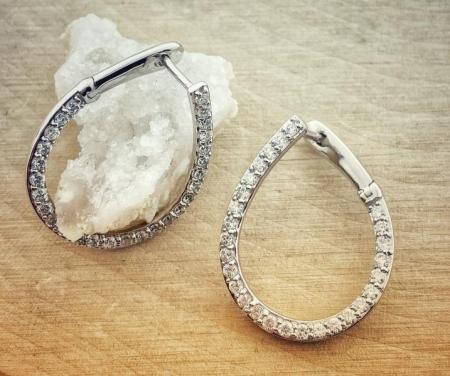 14 karat white gold lab grown .81ctw diamond twist hoops. $1195.00- 