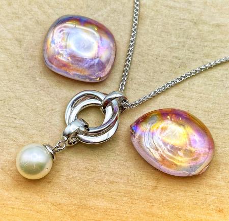 Sterling silver trilogy pearl 18" necklace. $230.00
