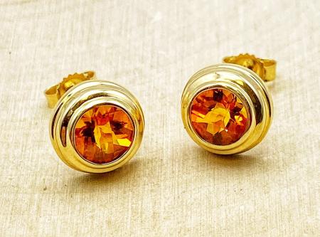 14 karat yellow gold bezel set citrine earrings. $595.00