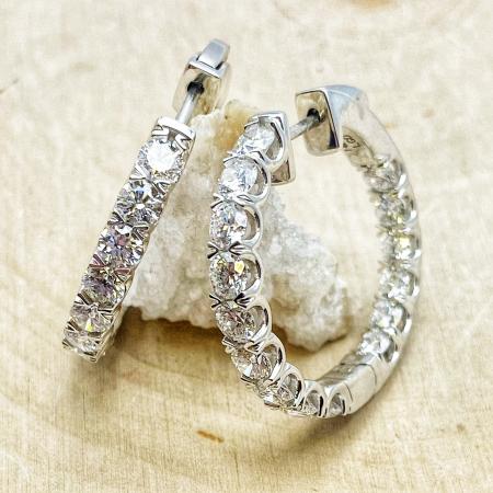 14 karat white gold inside-out lab grown diamond hoops totaling 4.00 carats. $5300.00