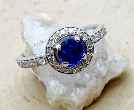 14 karat white gold sapphire and diamond ring. $2350.00