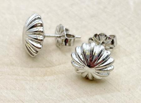 Sterling silver fluted button stud earrings. $80.00