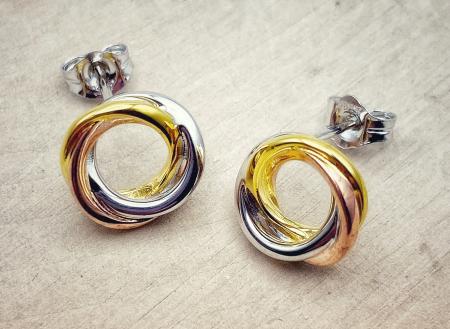 Sterling silver and 18 karat rose and yellow gold vermeil earrings. $135.00 ***SOLD***