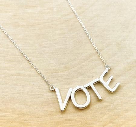 Sterling silver VOTE necklace. $100.00