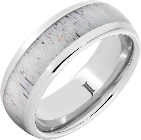 8mm serinium wedding ring with white antler inlay. $990.00
sku 133-12720