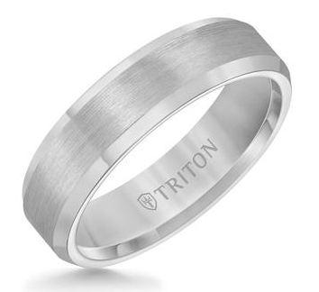 6mm tungsten band with satin center and beveled edge. $395.00
sku-181-10099